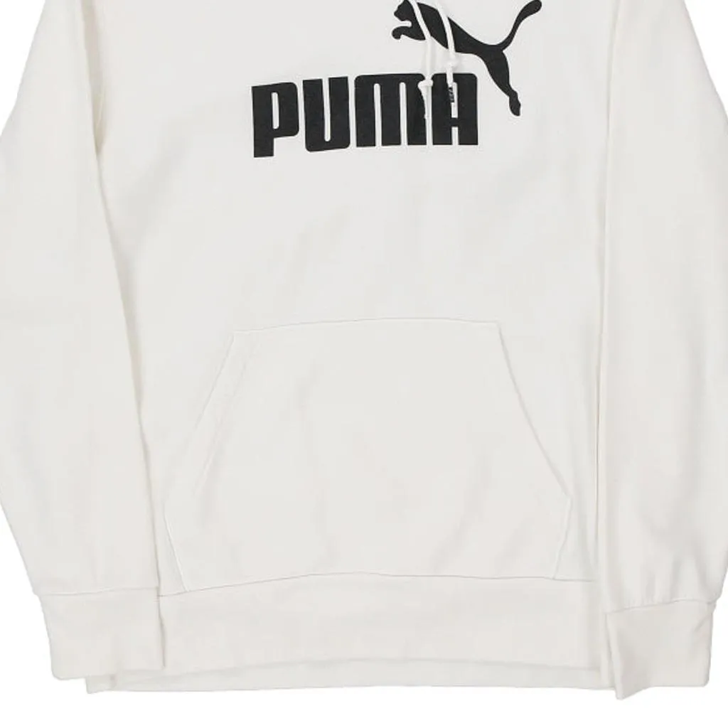 Puma Spellout Hoodie - Medium White Cotton Blend