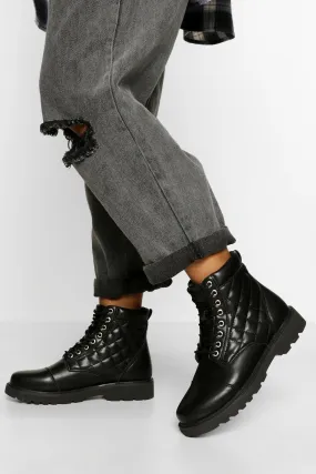 Quilted Chunky Combat Boots