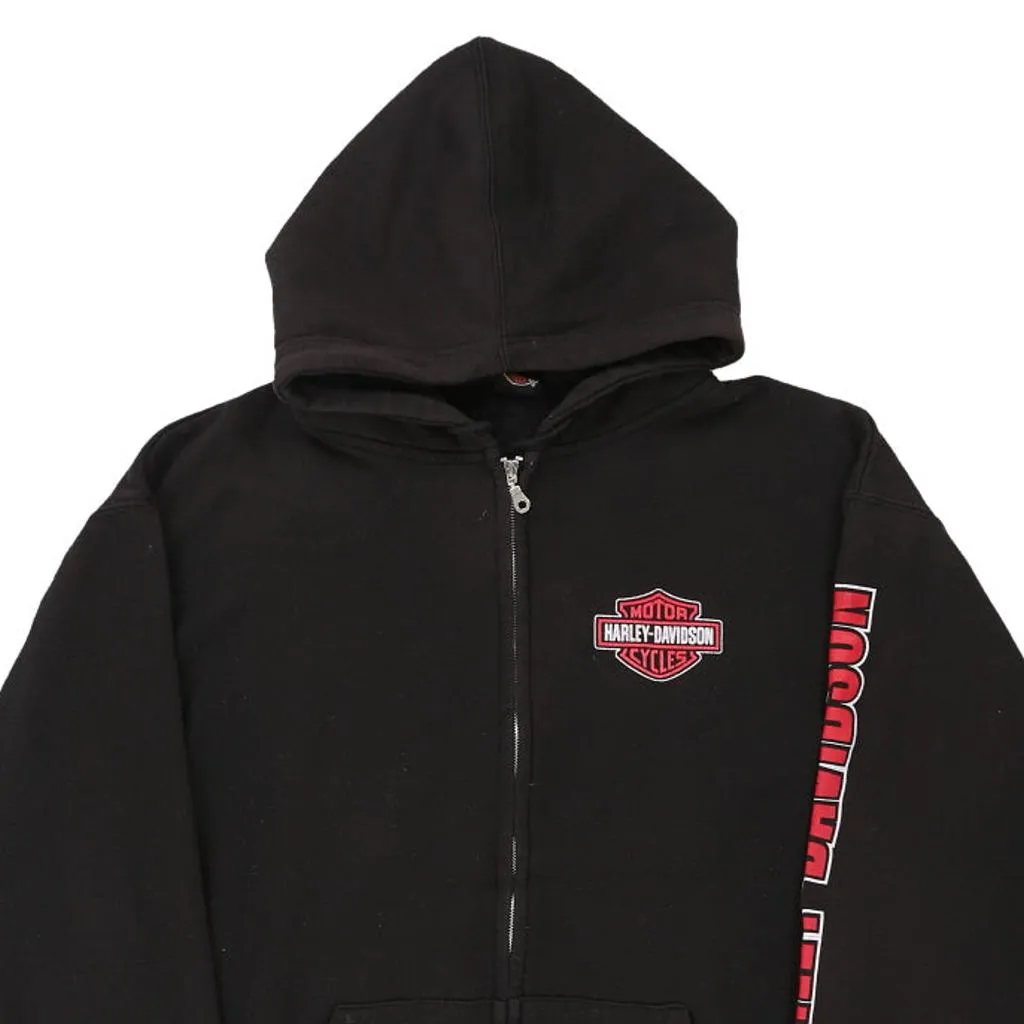 Red Hot Motor Oil Harley Davidson Graphic Hoodie - XL Black Cotton Blend