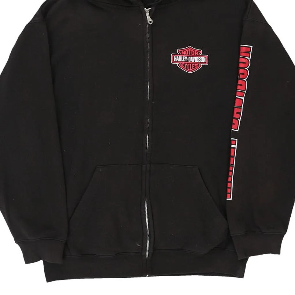 Red Hot Motor Oil Harley Davidson Graphic Hoodie - XL Black Cotton Blend