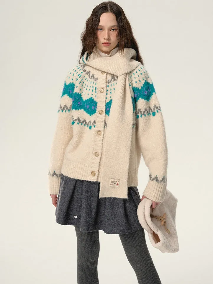 Retro Nordic Soft Hoodie-Muffler Knit