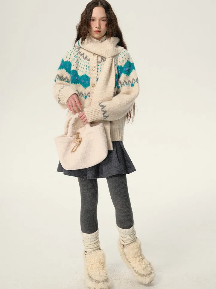 Retro Nordic Soft Hoodie-Muffler Knit