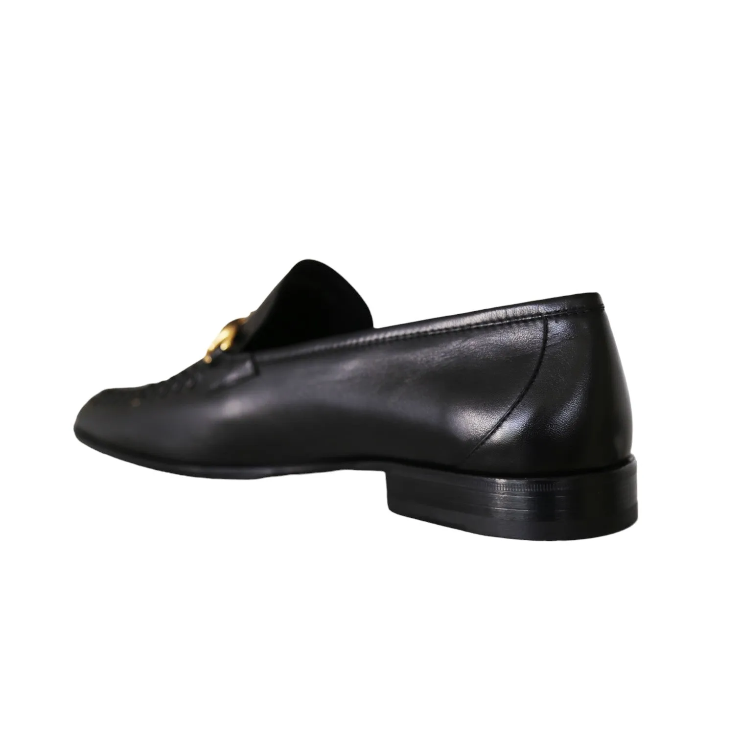 Roberto Cavalli 22505-A Men's Shoes Black Calf-Skin Leather Horsebit Loafers (RC1005)