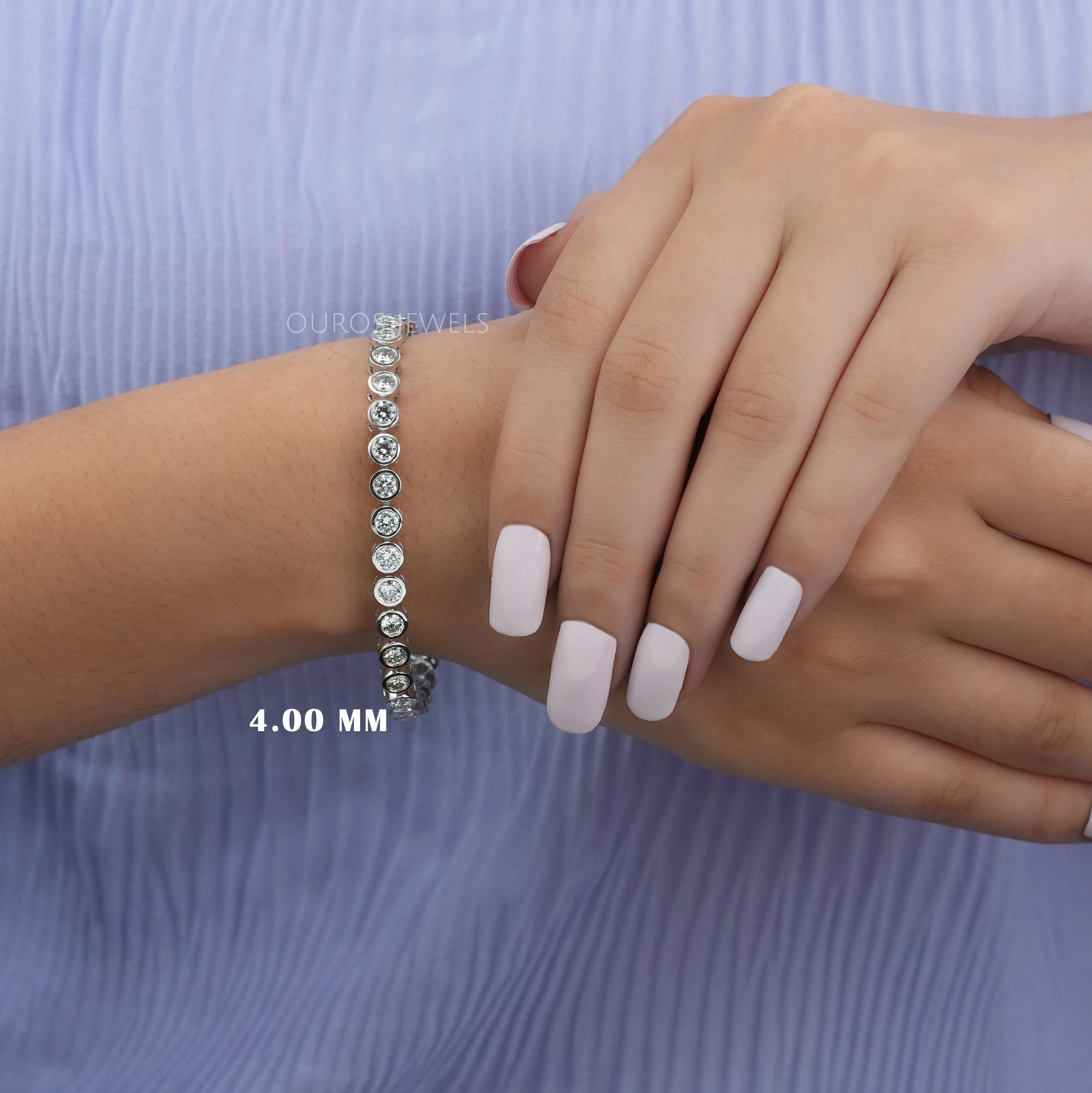 Round Cut Lab Grown Diamond Bezel Set Tennis Bracelet