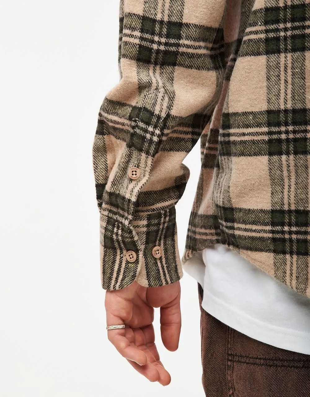 Route One Rydal Flannel Shirt - Natural/Green