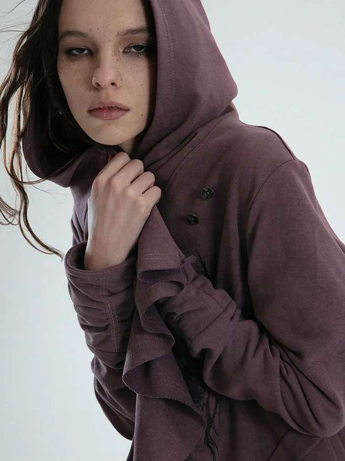 Ruffled Irregular Cut Sweat Jacket