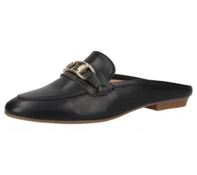 SCAPA mules en cuir véritable pour femmes pantoufles chaussures d été chaussures à enfiler 1079762-01 noir