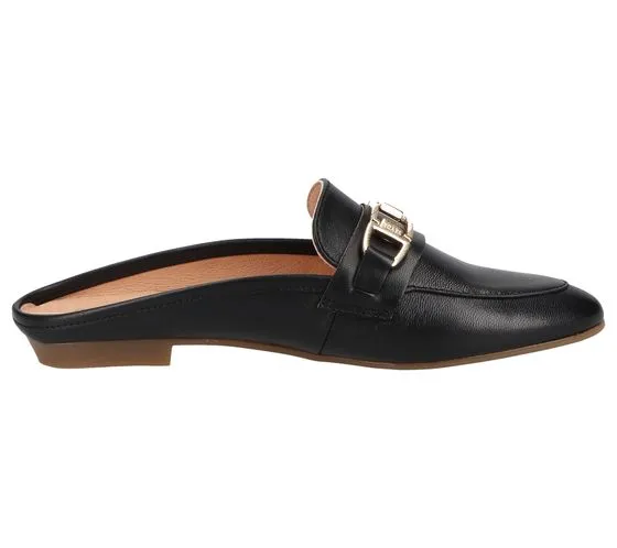 SCAPA mules en cuir véritable pour femmes pantoufles chaussures d été chaussures à enfiler 1079762-01 noir