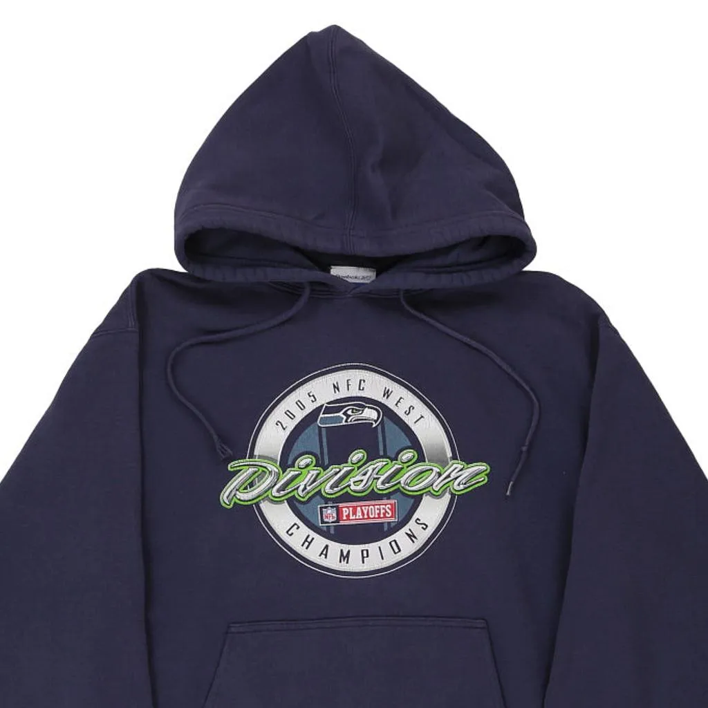 Seattle Seahawks 2005 Reebok NFL Hoodie - Medium Navy Cotton Blend