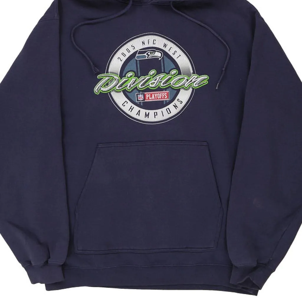 Seattle Seahawks 2005 Reebok NFL Hoodie - Medium Navy Cotton Blend