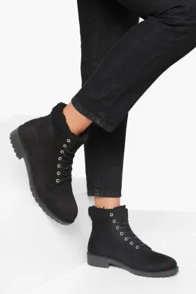 Shearling Cuff Combat Boots