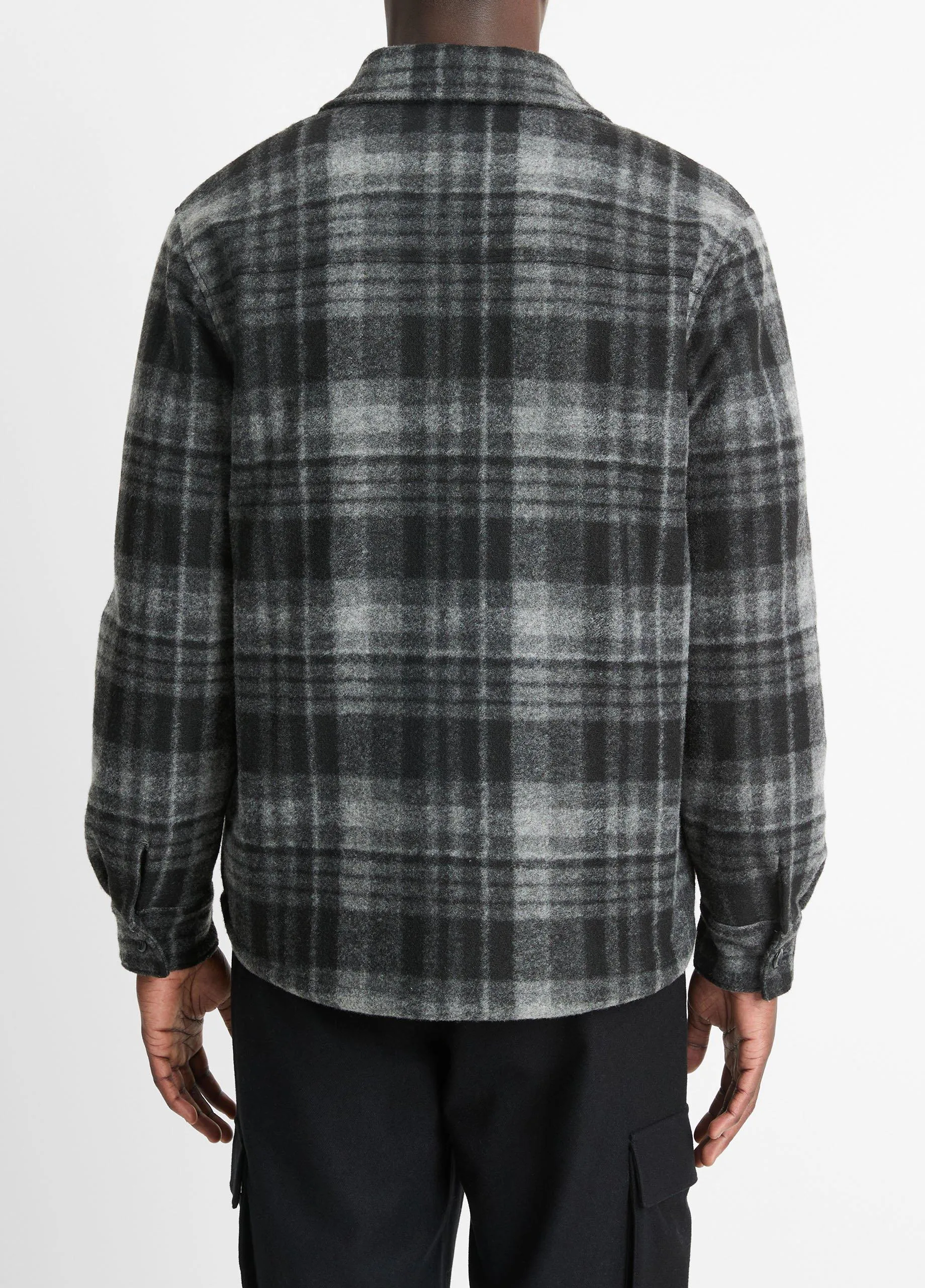 Sherpa-Lined Plaid Shirt Jacket