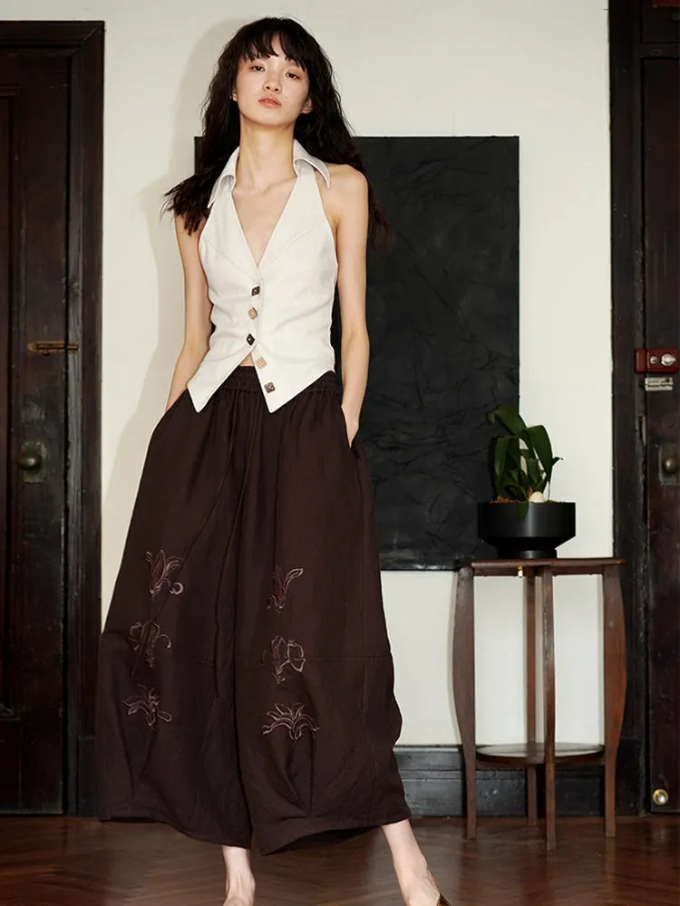 Slim-fit Backless V-neck Design Vest
