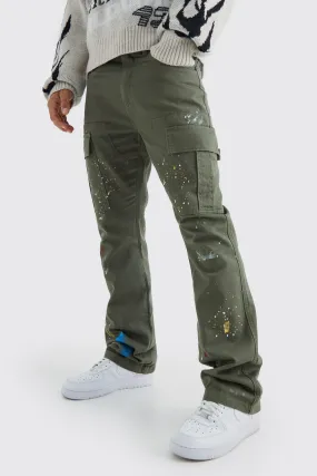 Slim Flare All Over Paint Splatter Cargo Pants