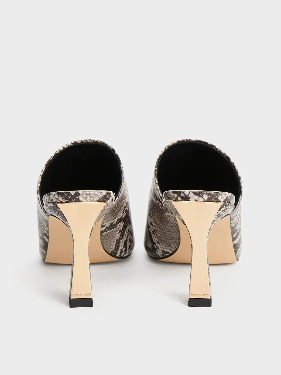 Snake-Print Round-Toe Heeled Mules - Animal Print Natural