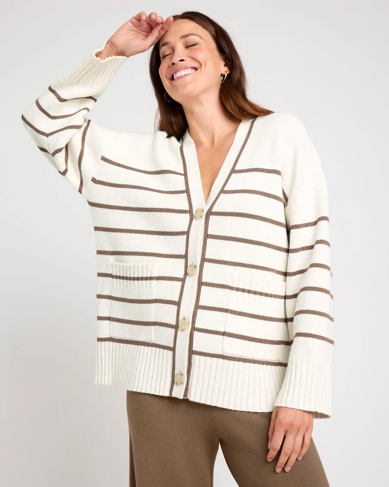 Splendid x @Cellajaneblog Stripe Button Front Cardigan