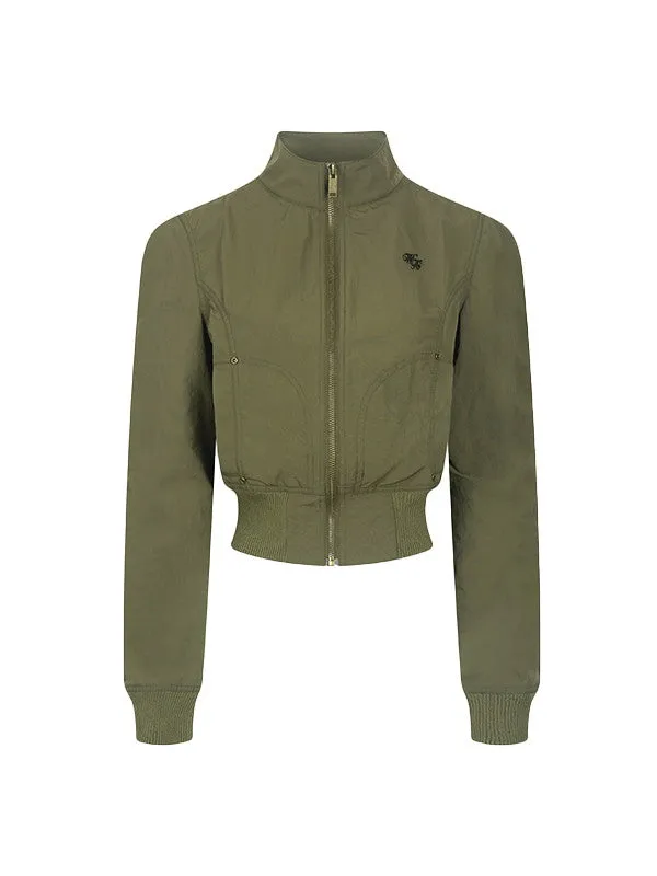 Stand-Collar Plain Vintage Casual Cool Blouson Jacket