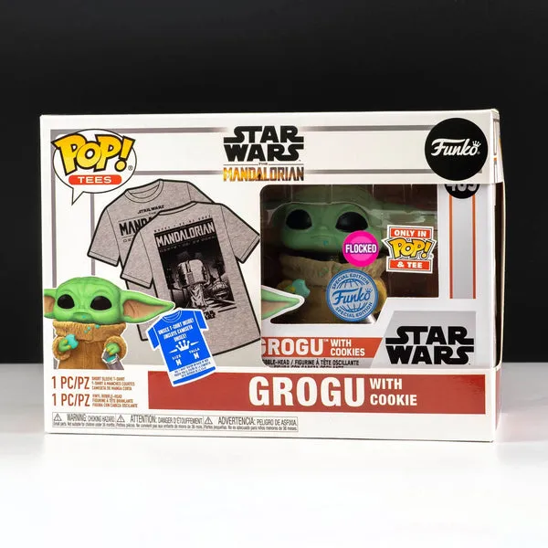 Star Wars The Mandalorian Grogu with Cookie Pop! Vinyl and Tee Set