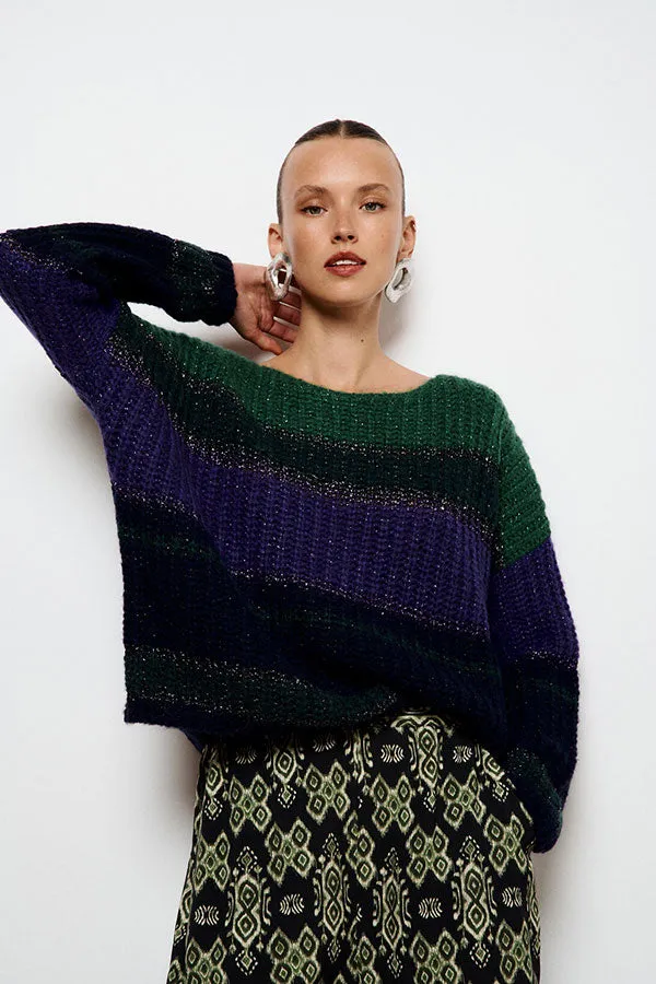 Stella Forest NOEMIE VIOLET STRIPED SWEATER