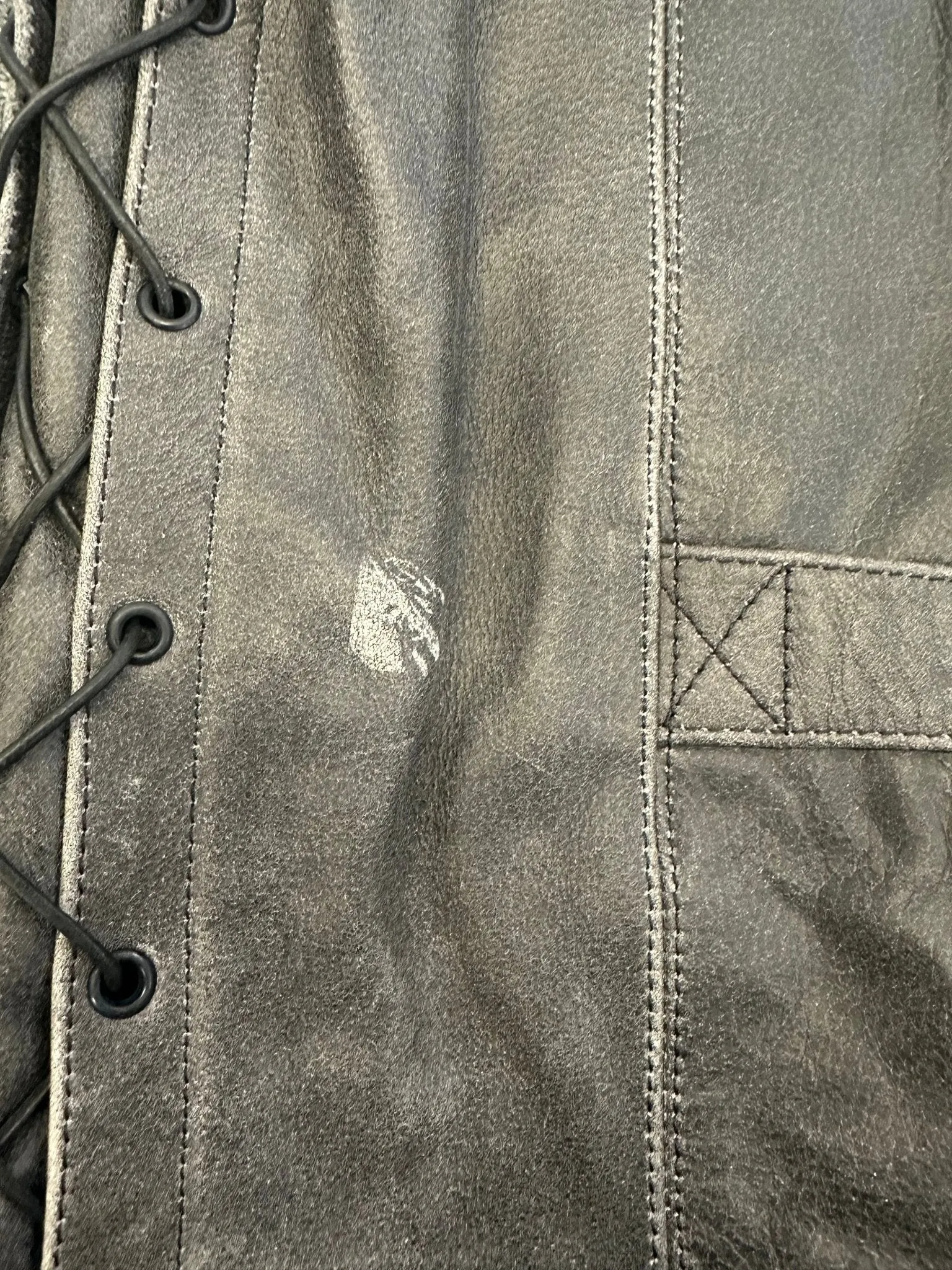 Stonewash Grey Side Lace Classic Mens Leather Vest Waistcoat