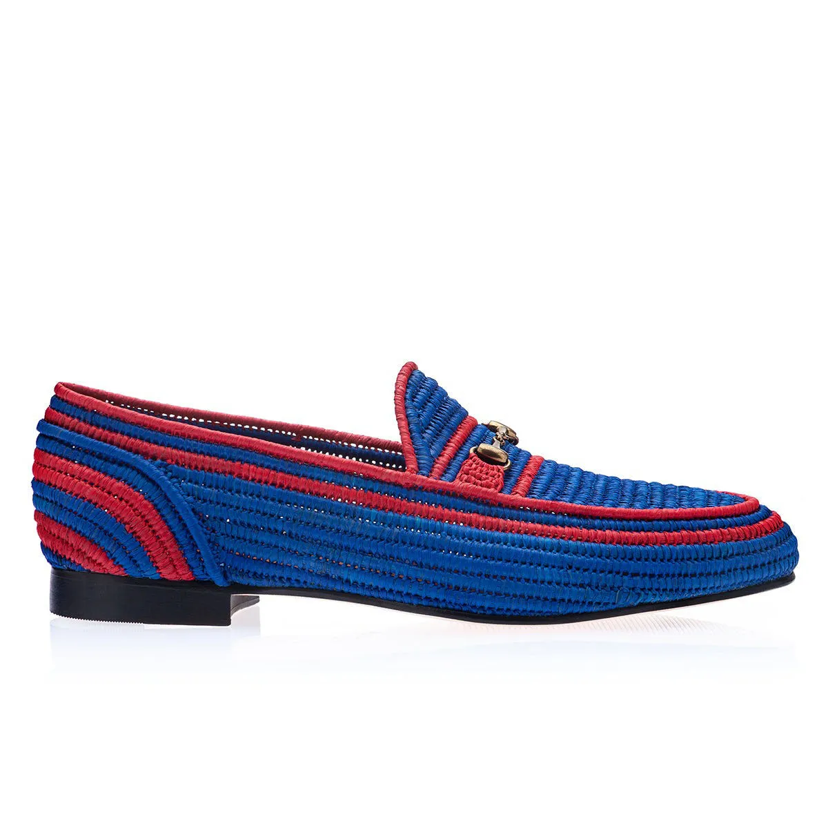 SUPERGLAMOUROUS Jadida Men's Shoes Royal Blue Rafia Fabric Hosebit Loafers (SPGM1328)