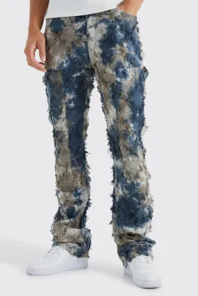 Tall Fixed Waist Slim Oil Camo Cargo Tapestry Pants