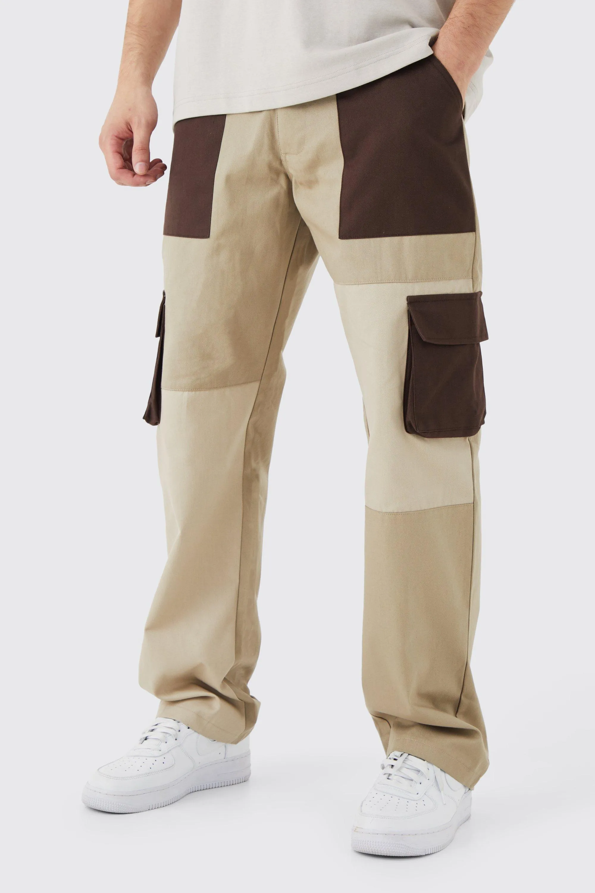 Tall Relaxed Fit Color Block Cargo Pants