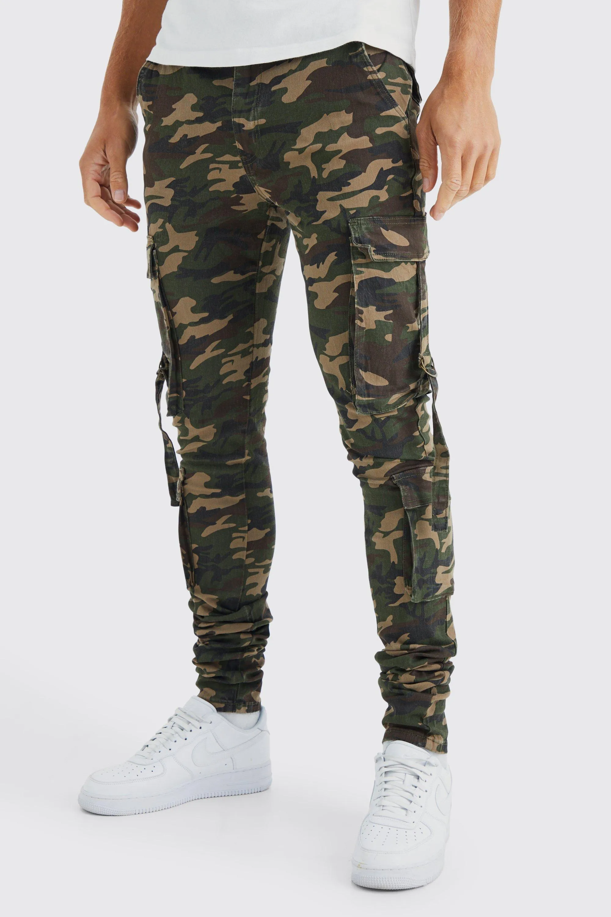 Tall Skinny Stacked Multi Cargo Camo Pants