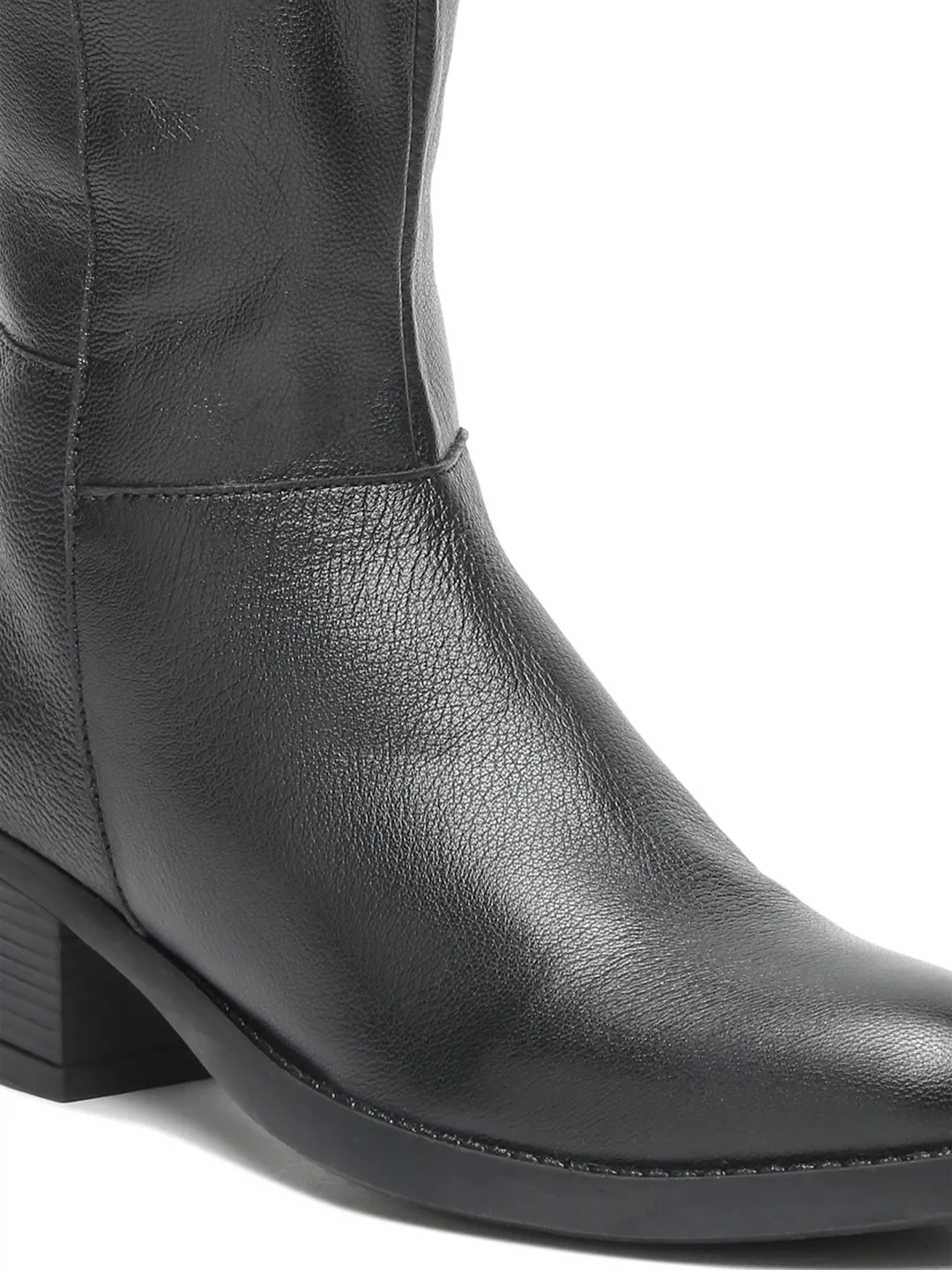 Teakwood Genuine Women Black Knee-High Heeled Boots