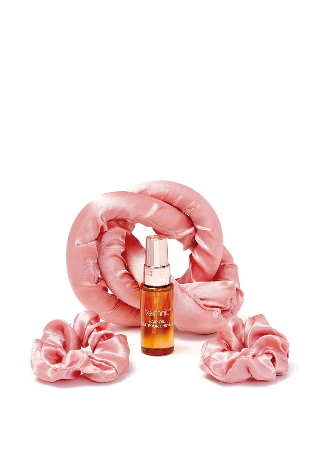 The Beauty Studio Heatless Curl and Hair Oil Set, Pink