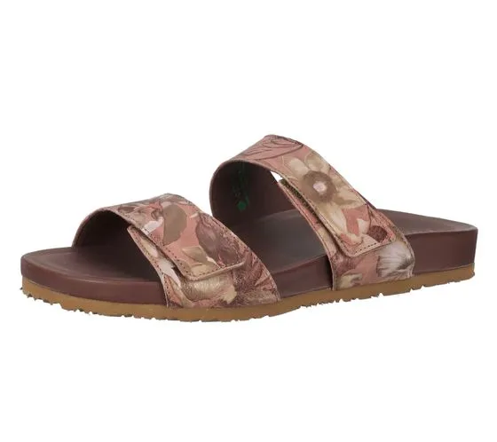Think! Sandalias de mujer tipo mules de piel auténtica con estampado floral en toda la superficie zapatos de verano 3-000581-900