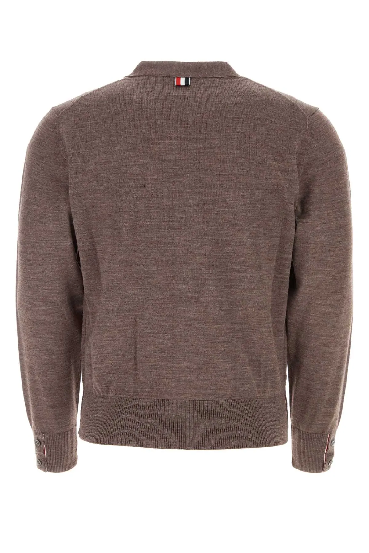 Thom Browne Melange Dove Grey Wool Blend Cardigan