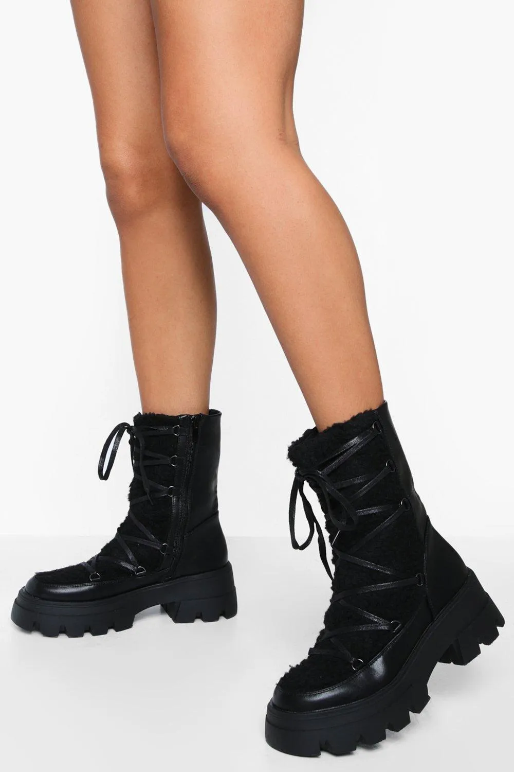 Tie Detail Combat Boots