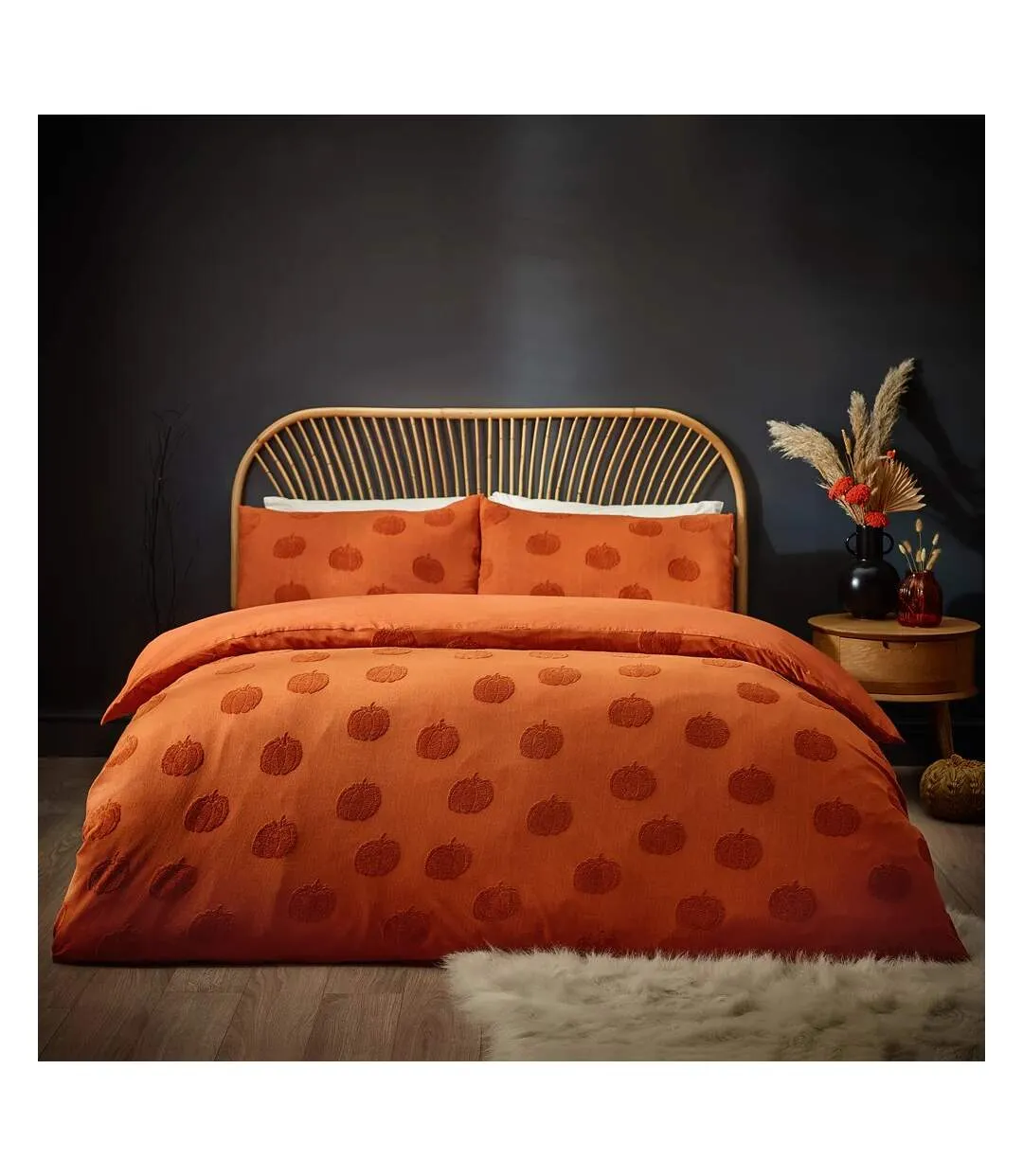 Tufted cotton pumpkin duvet cover set spice Furn