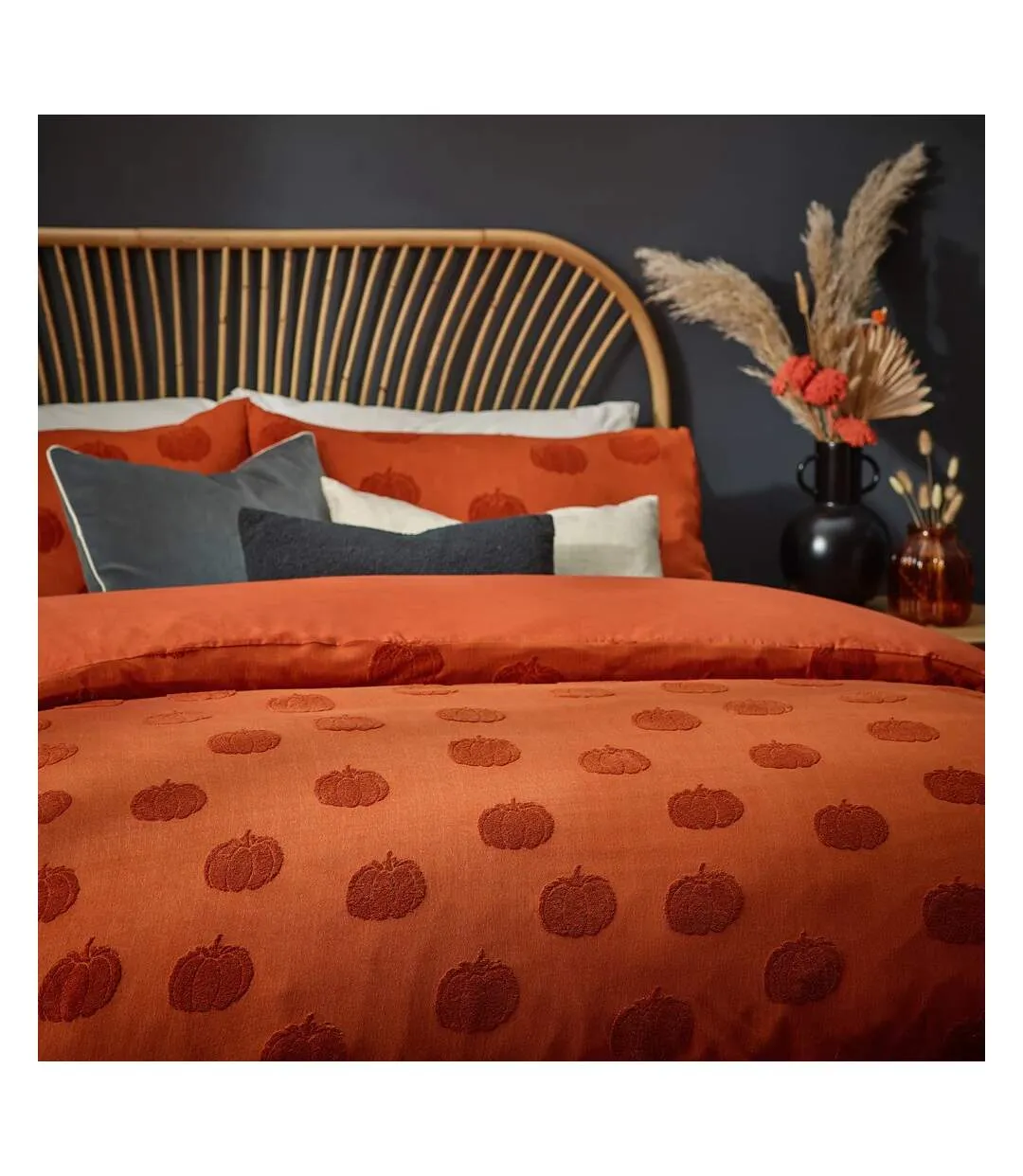 Tufted cotton pumpkin duvet cover set spice Furn