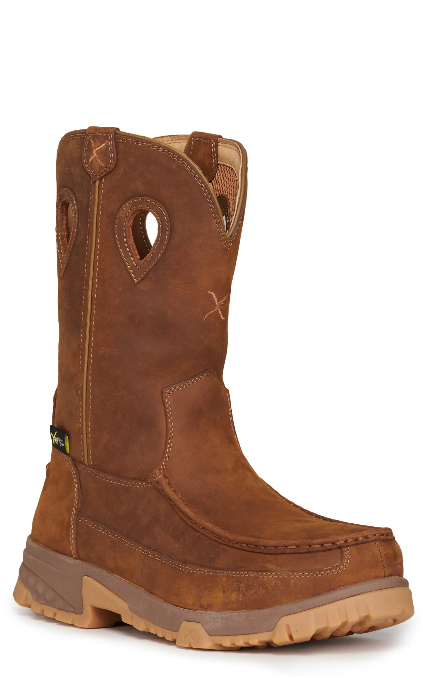 Twisted X Men's Distressed Saddle Brown CellStretch MetGuard Round Nano Composite Toe Work Boot