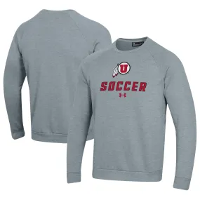 Under Armour Utah Utes Gray Soccer Rival Fleece Raglan Pullover Sweatshirt