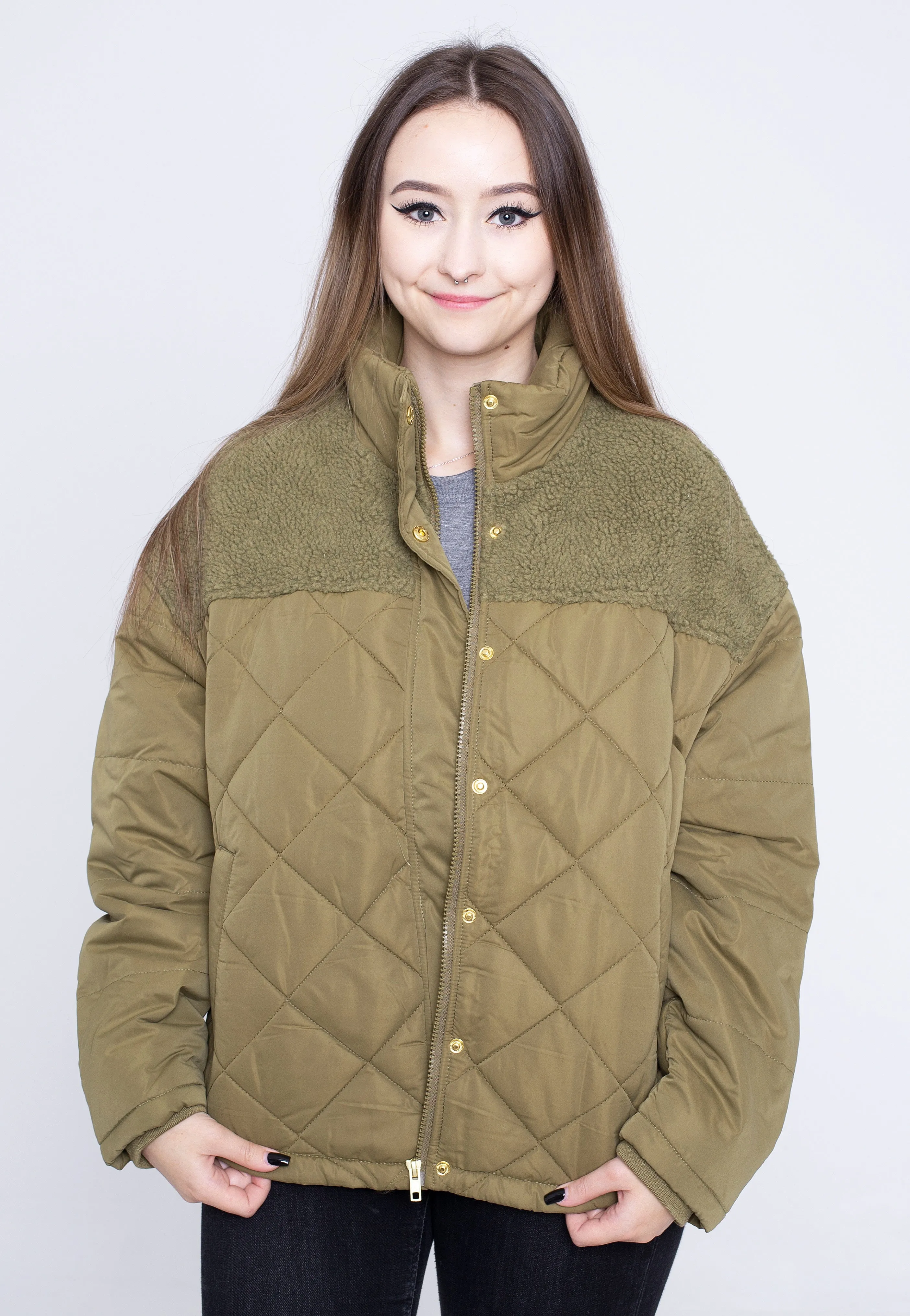 Urban Classics - Ladies Oversized Diamond Quilt Puffer Tini Olive - Jacket