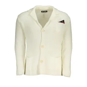 U.S. Grand Polo Elegant White Cardigan With Logo Detail