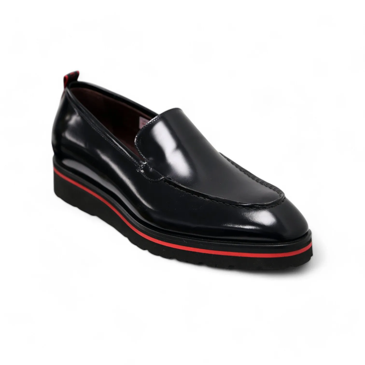 Valentino Deacon 19521 Men's Shoes Polished Calf-Skin Leather Slip-On Black Loafers (VAL1008)