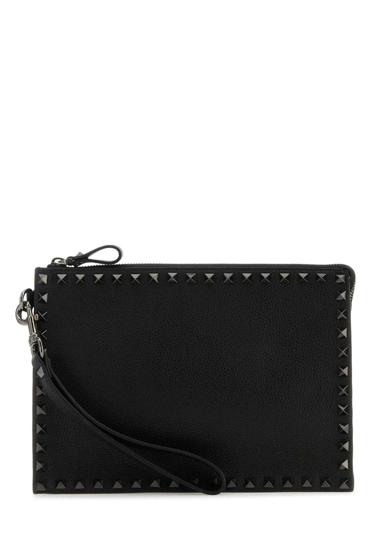 Valentino Garavani Black Leather Rockstud Clutch
