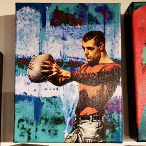 Van Leeuwen - Mixed Media Wall Hanging - Vintage Football Player (6 x 8)
