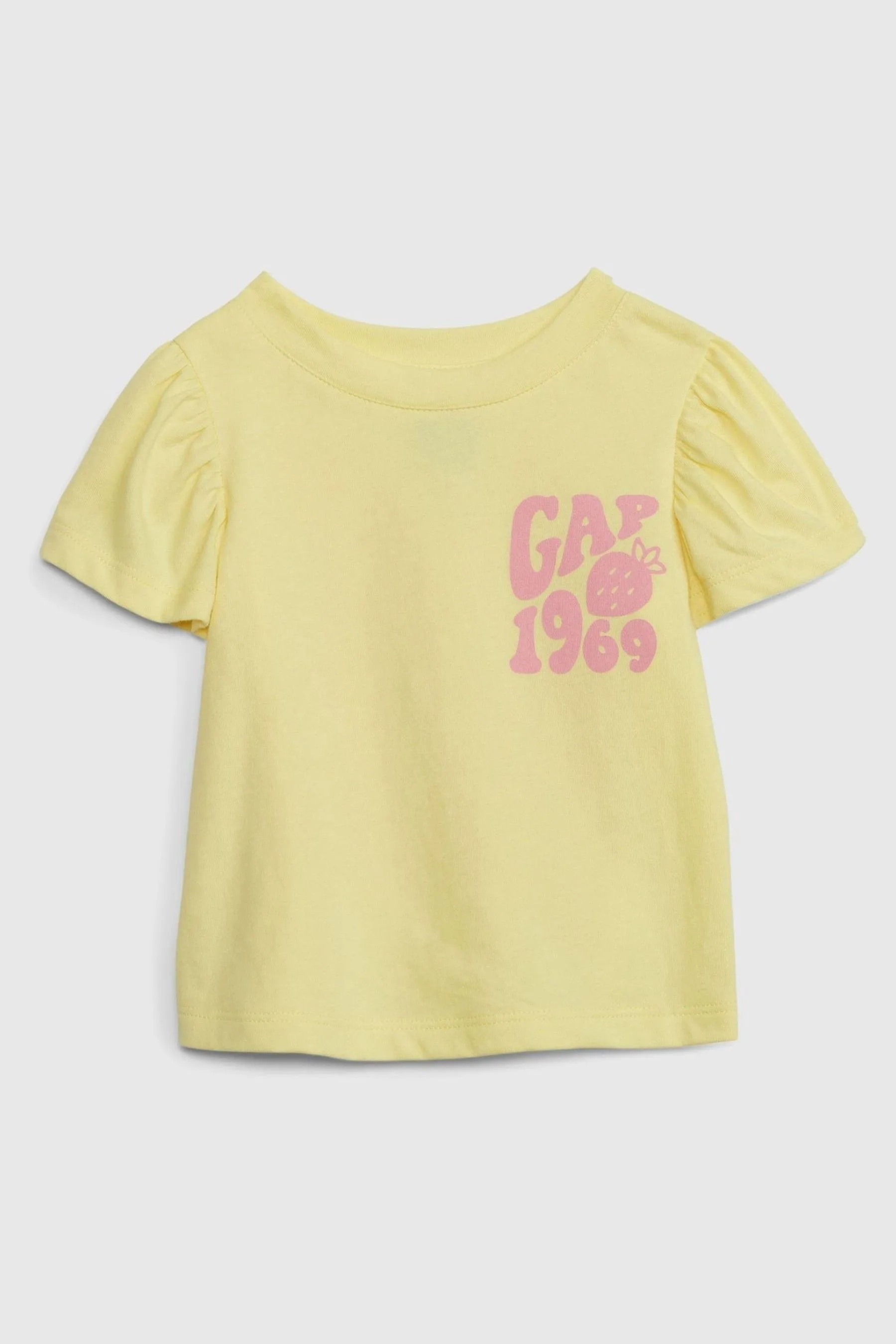 Yellow Graphic Flutter Sleeve Crew Neck T-Shirt