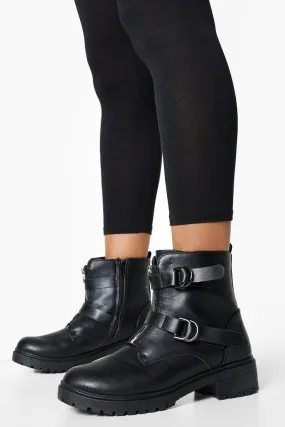 Zip Buckle Combat Boots