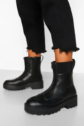 Zip Front Combat Boots